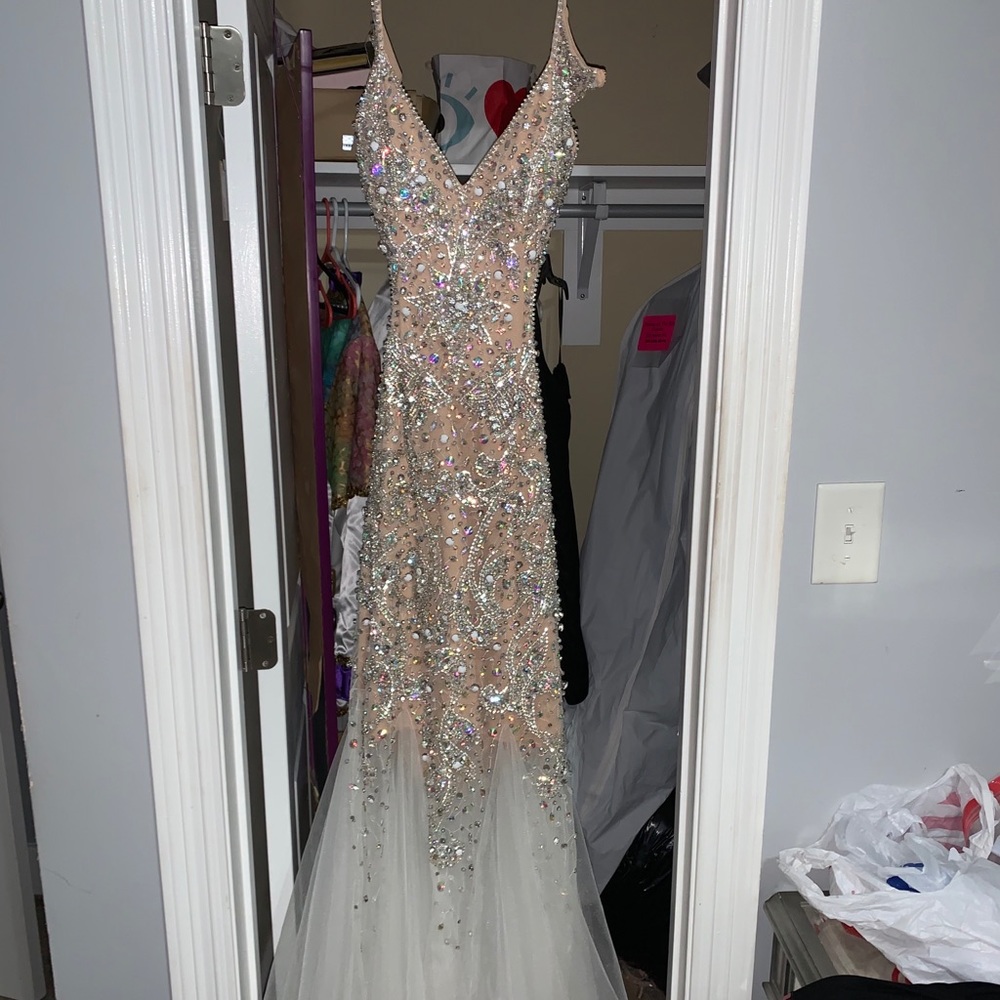 Champagne sequined prom dress - Picture 1 of 3